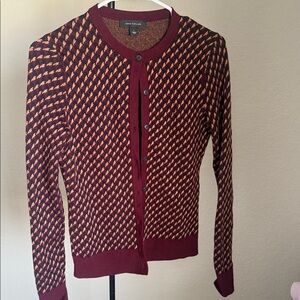 Ann Taylor Maroon and Mustard Cardigan Small